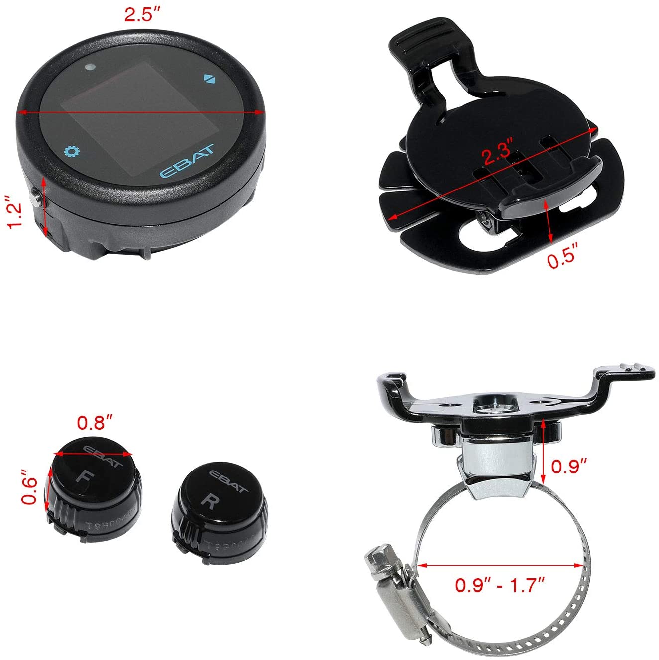 Motorcycle Tpms With Compass Dustproof Power Saving Lcd Screen